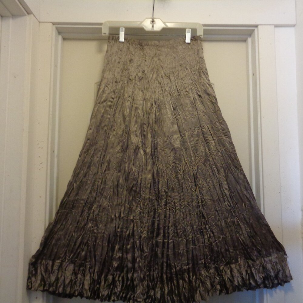 MYSTICAL FESTIVAL GIRL Broomstick Dark Tan Pleated Full Maxi Skirt X S Petite
